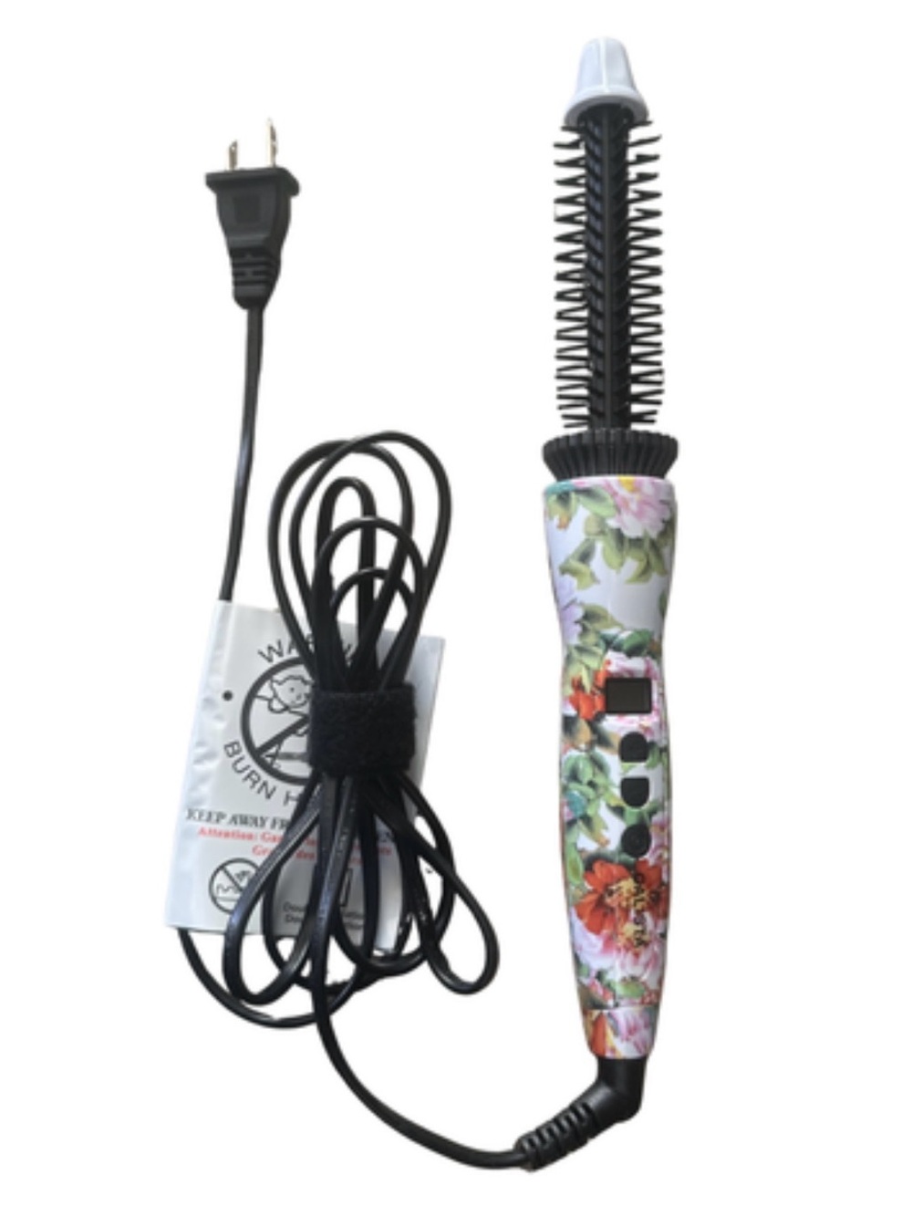 NIB Calista Floral Ceramic Heated 3/4”Round Brush With Purple Thermal Travel Bag